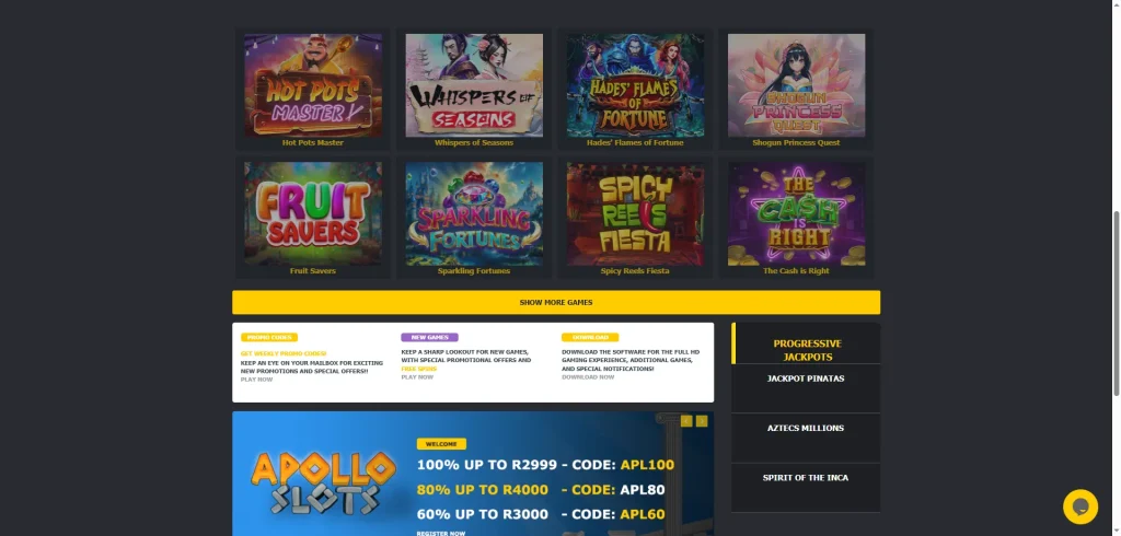 apollo slots login